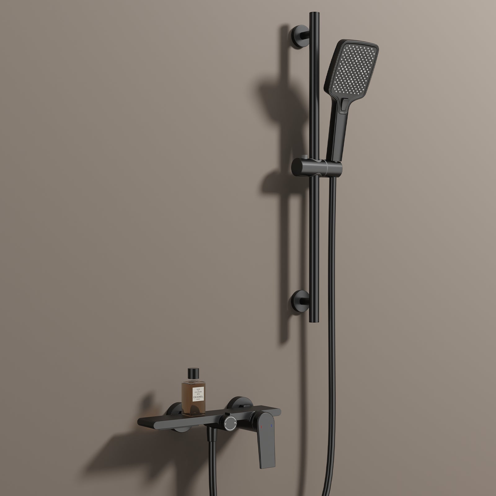 Exposed Bathtub Mixer Faucet Kit – Single Lever Wall Mounted Bath Mixer with Slide Bar & Hand Shower-AB023064