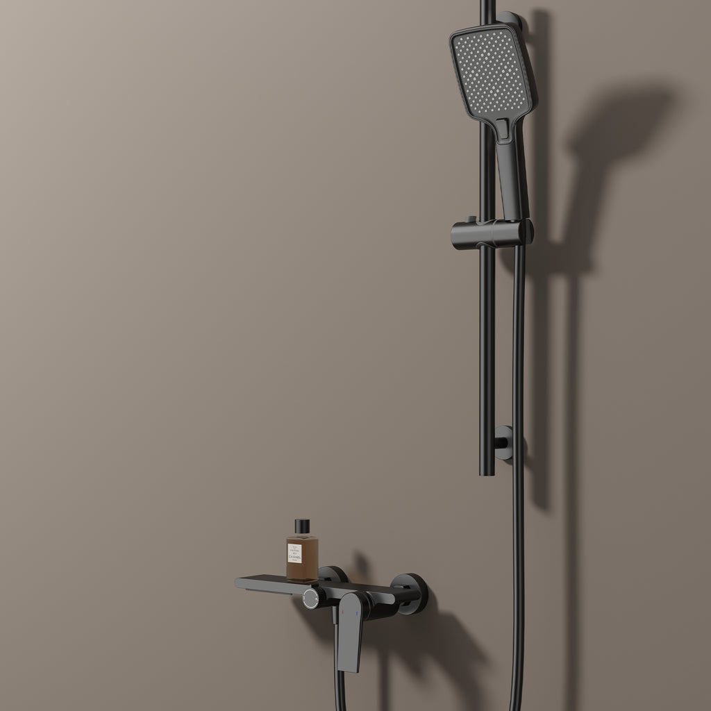 Exposed Bathtub Mixer Faucet Kit – Single Lever Wall Mounted Bath Mixer with Slide Bar & Hand Shower-AB023064