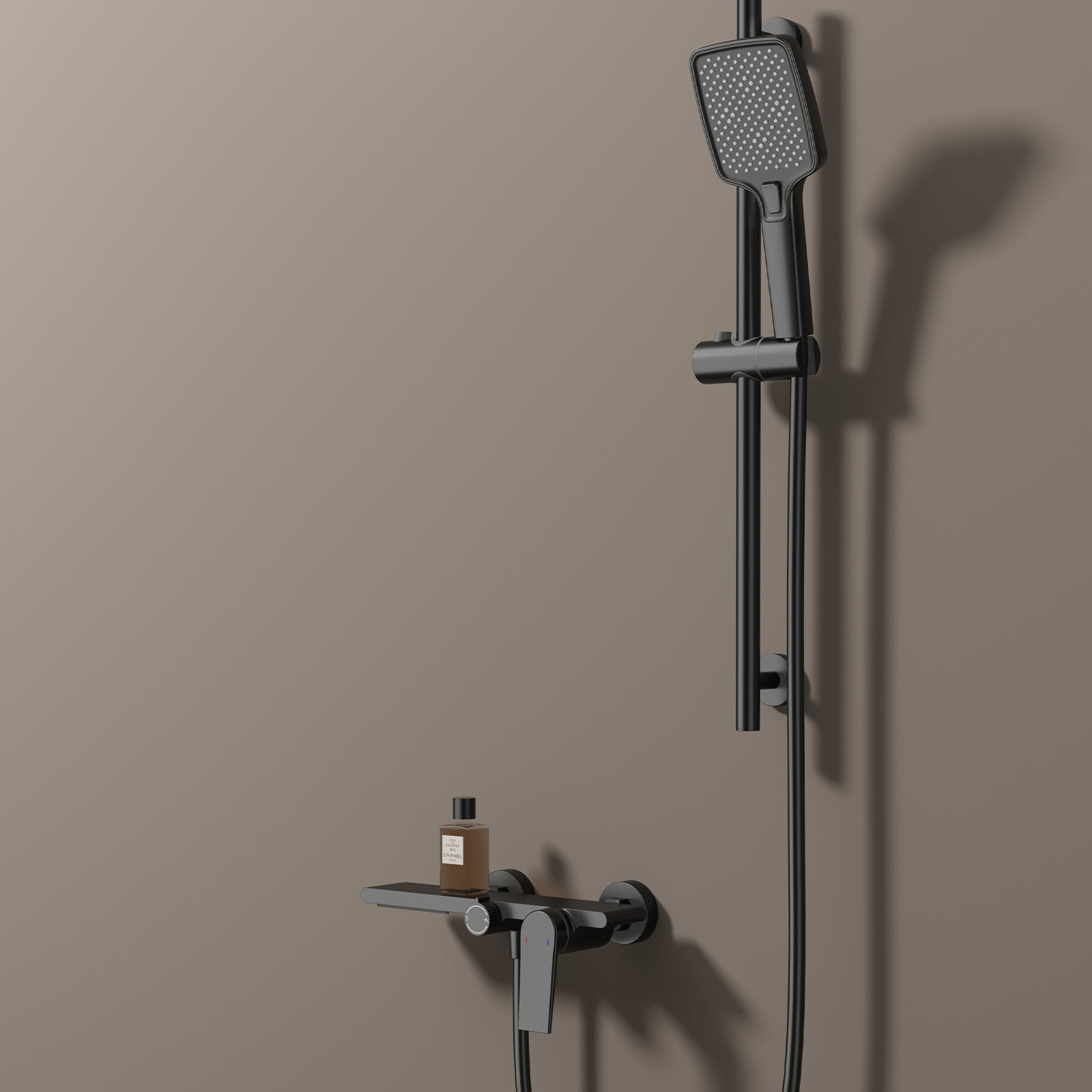 Exposed Bathtub Mixer Faucet Kit – Single Lever Wall Mounted Bath Mixer with Slide Bar & Hand Shower-AB023064