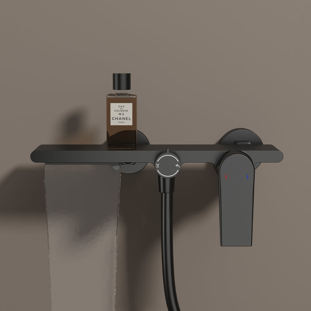 Exposed Bathtub Mixer Faucet Kit – Single Lever Wall Mounted Bath Mixer with Slide Bar & Hand Shower-AB023064