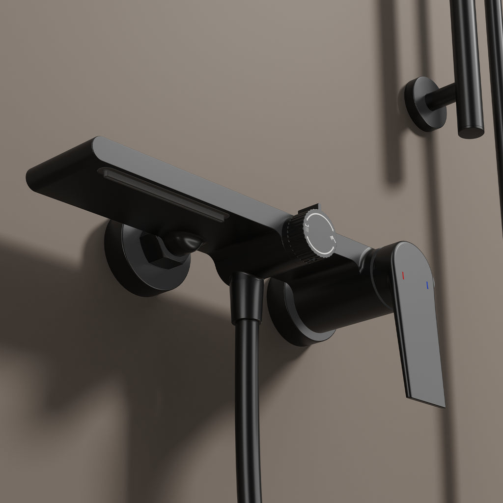 Exposed Bathtub Mixer Faucet Kit – Single Lever Wall Mounted Bath Mixer with Slide Bar & Hand Shower-AB023064