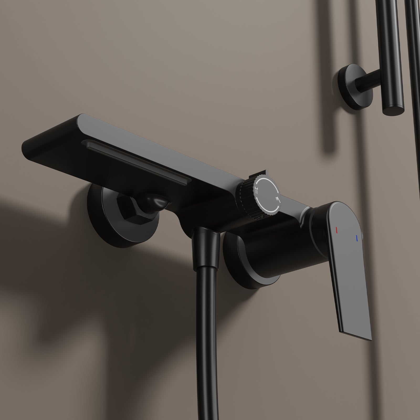 Exposed Bathtub Mixer Faucet Kit – Single Lever Wall Mounted Bath Mixer with Slide Bar & Hand Shower-AB023064