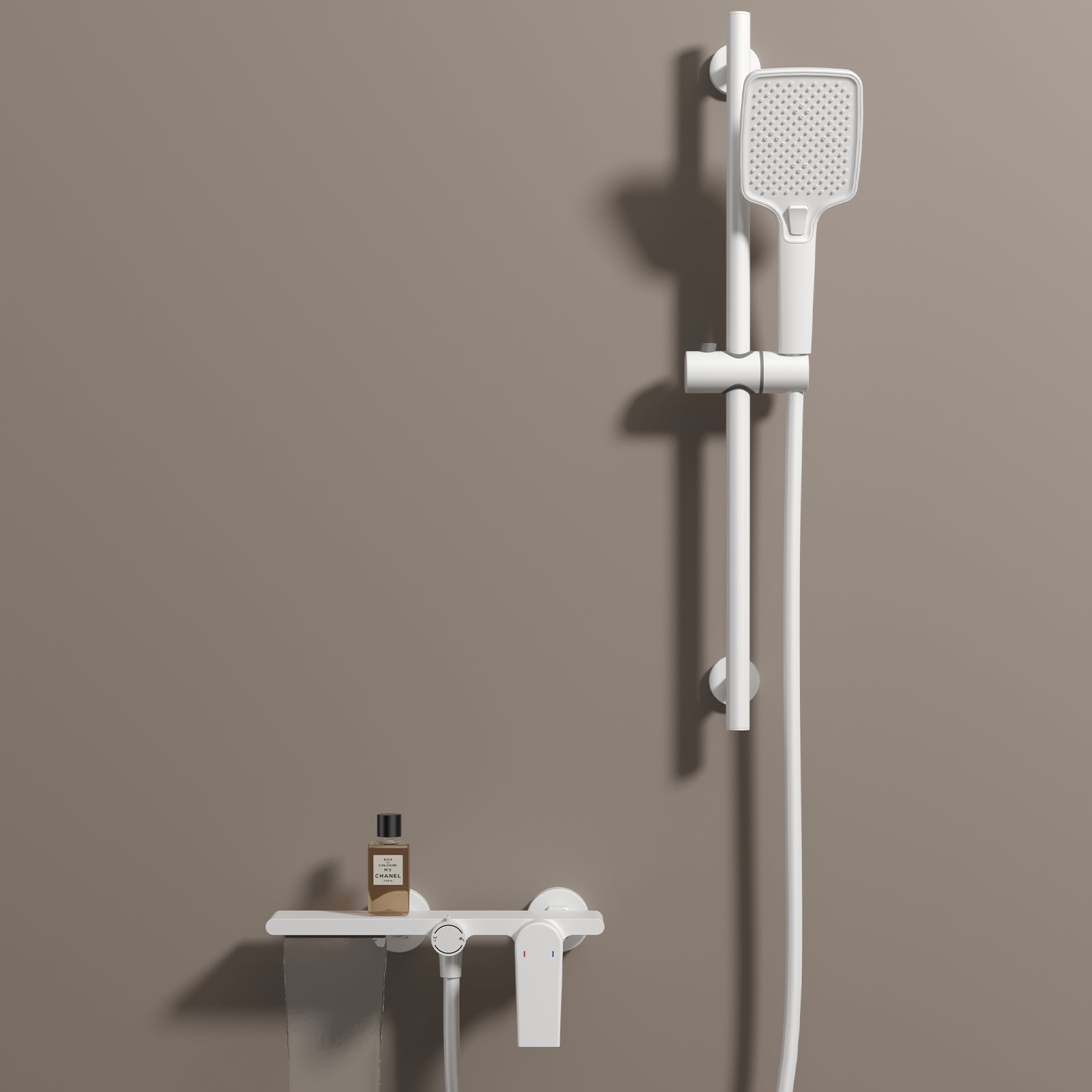 Exposed Bathtub Mixer Faucet Kit – Single Lever Wall Mounted Bath Mixer with Slide Bar & Hand Shower-AB023064