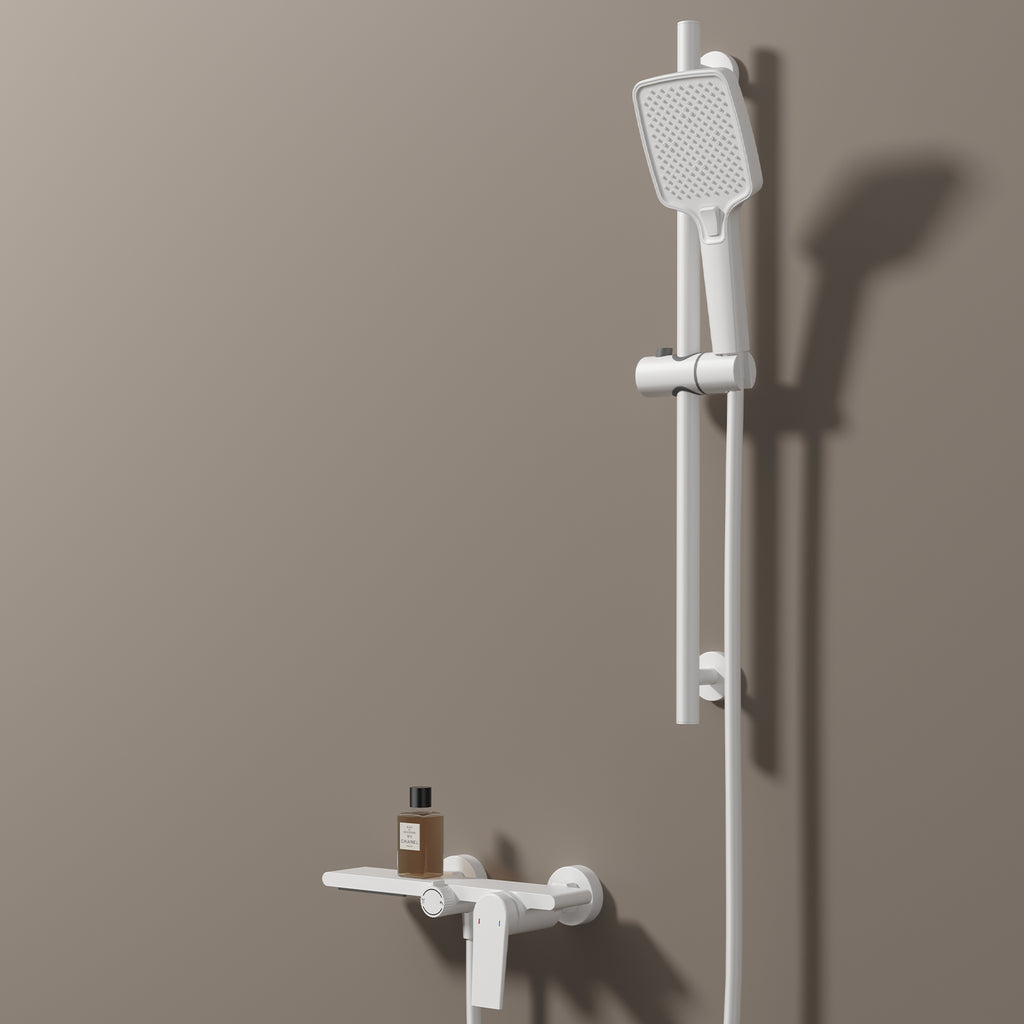 Exposed Bathtub Mixer Faucet Kit – Single Lever Wall Mounted Bath Mixer with Slide Bar & Hand Shower-AB023064