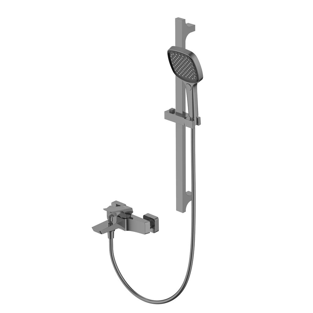 Aurora Exposed Bathtub mixer with Brass Spout & Handheld Shower AB023068 Brushed Gun Metal