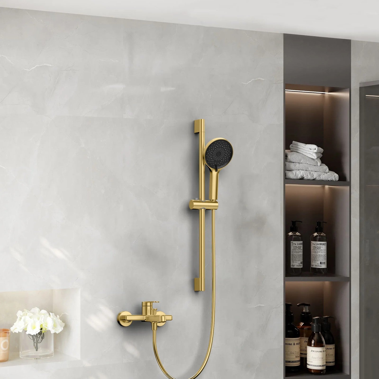 2-Way Exposed Bathtub Mixer Faucet with Slide Rail Shower Kit | MAXTOR-AB023169