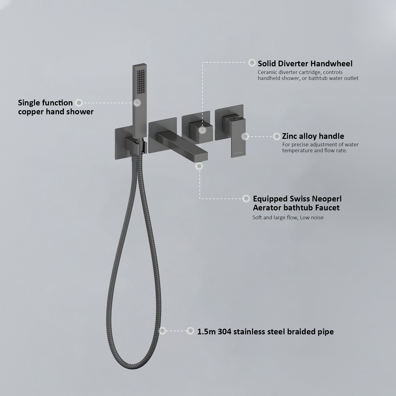 Exposed Bathtub Mixer Faucet Kit with Handheld Shower – AB023100