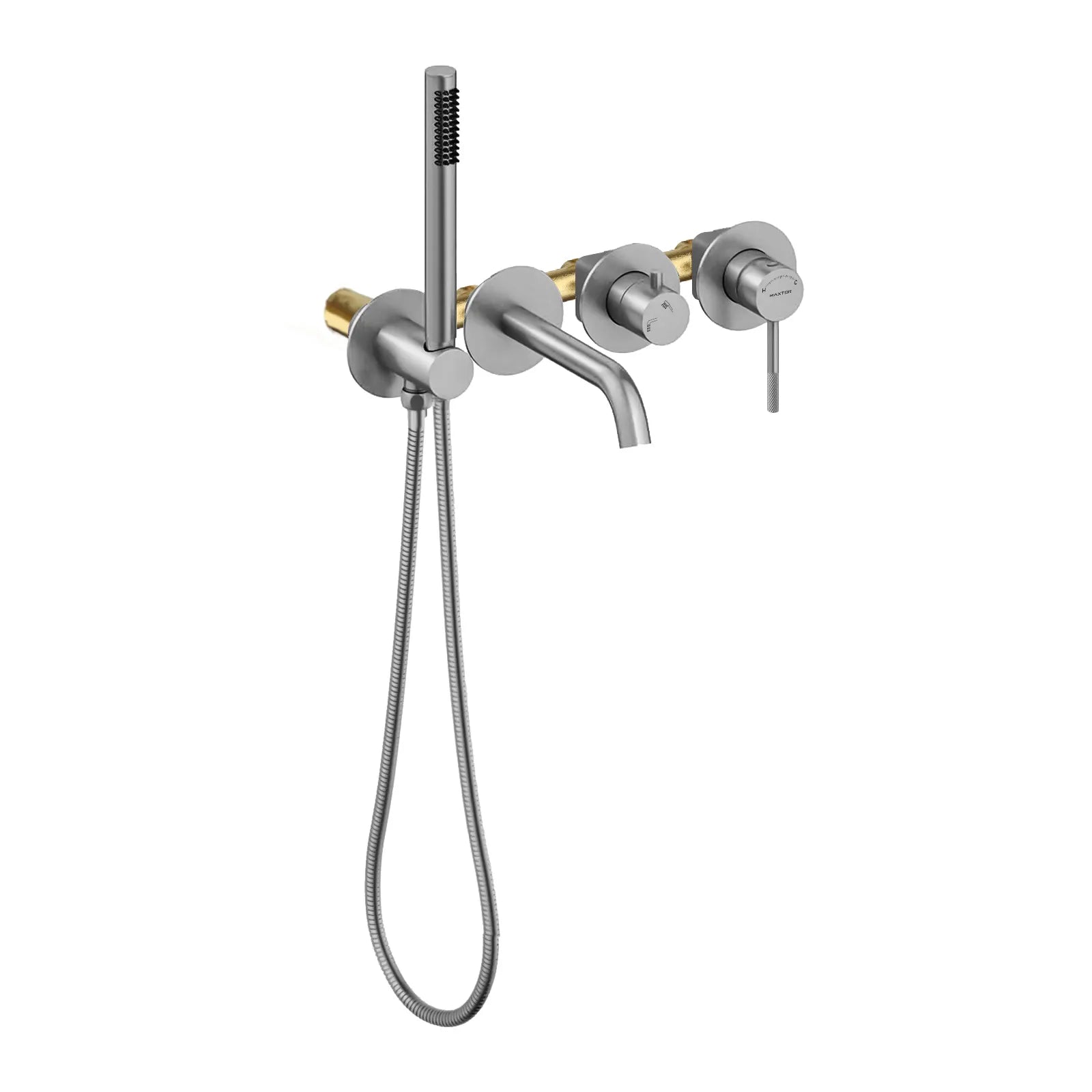 Circular Wall Concealed Bathtub Mixer Kit With Handheld Shower AB023204 Brushed Nickel