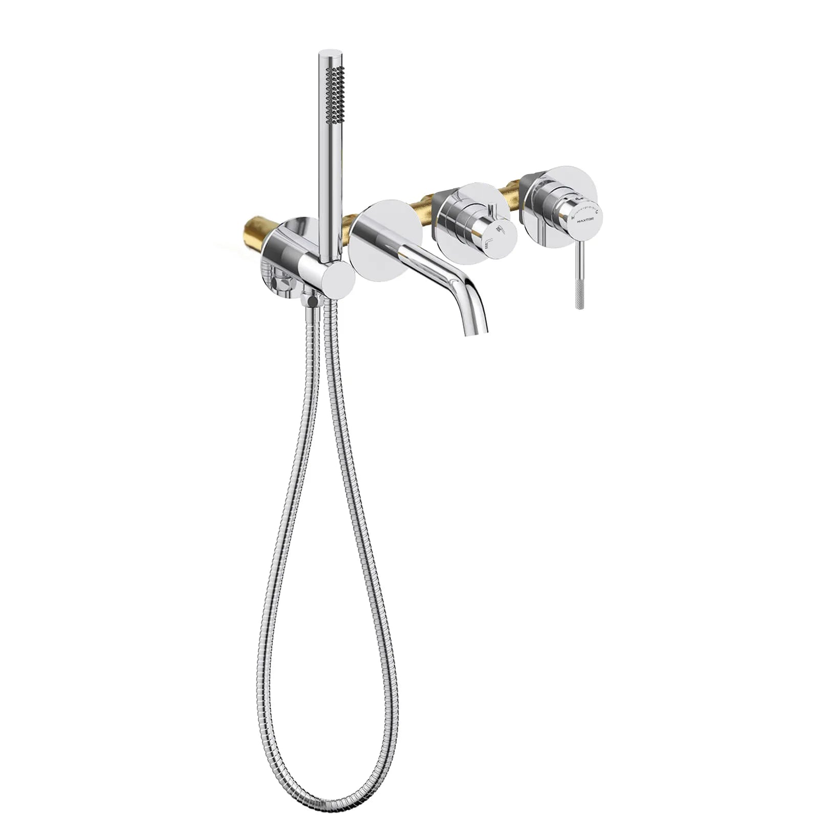 Circular Wall Concealed Bathtub Mixer Kit With Handheld Shower AB023204 Chrome