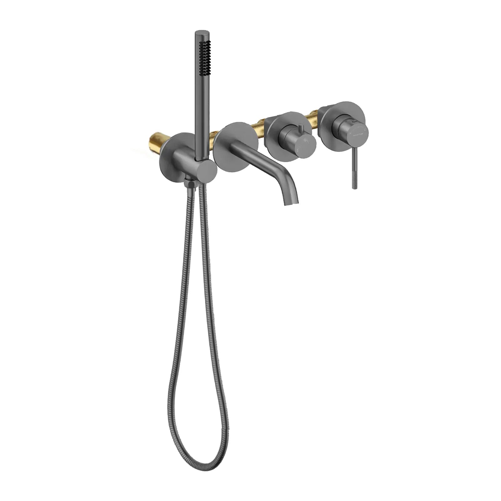 Circular Wall Concealed Bathtub Mixer Kit With Handheld Shower AB023204 Brushed Gun Metal
