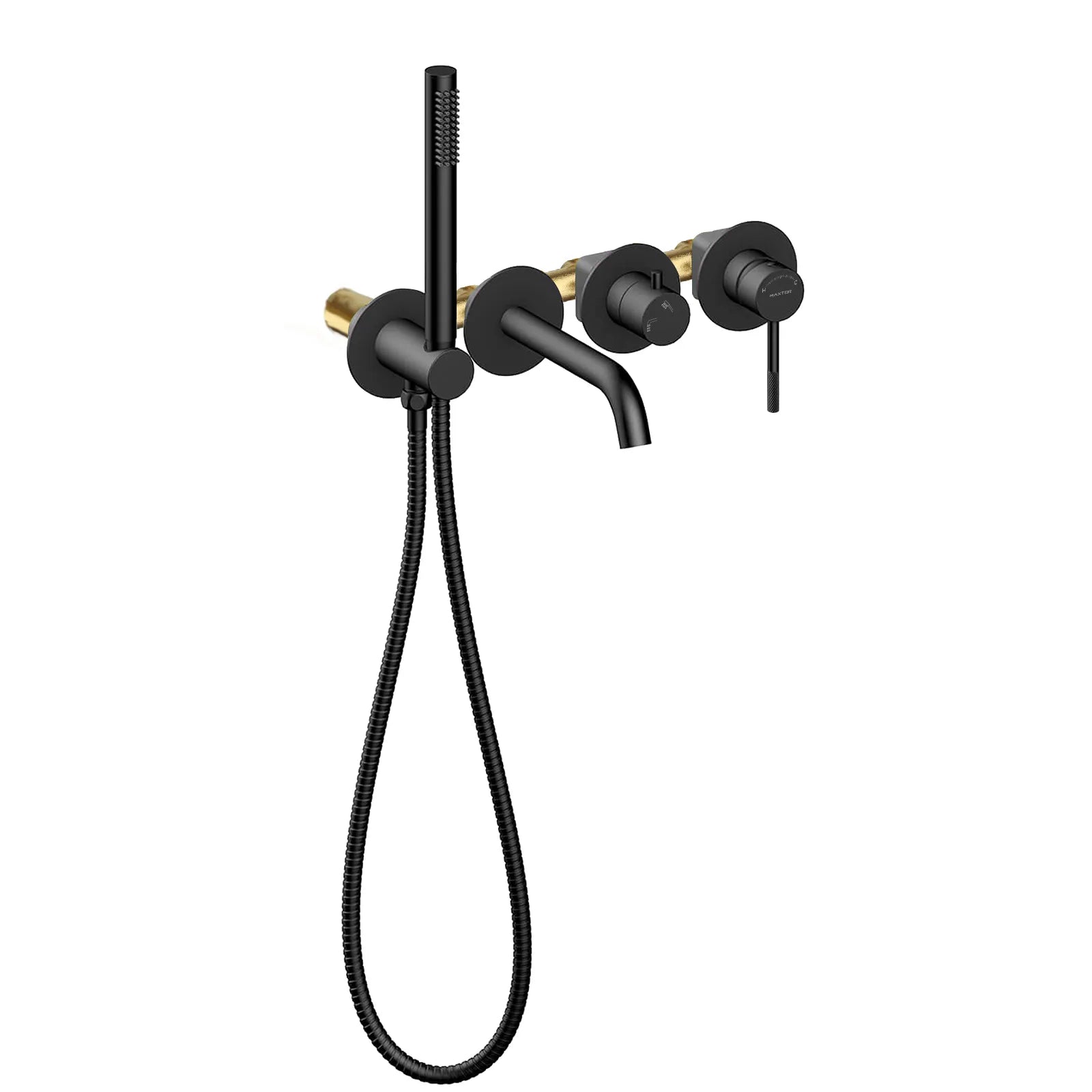 Circular Wall Concealed Bathtub Mixer Kit With Handheld Shower AB023204 Matte Black