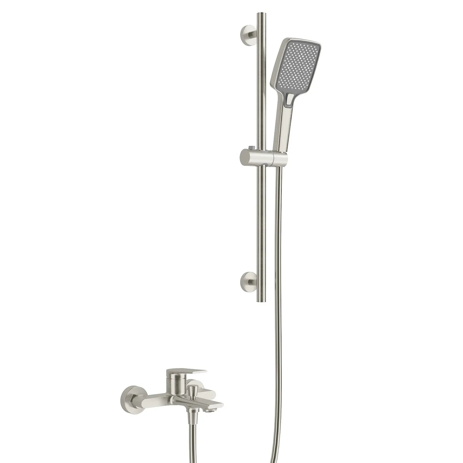 Exposed Bath & Shower Mixer Faucet Kit – Single Lever Wall Mounted Tub & Shower Set-AB023264 Brushed Nickel
