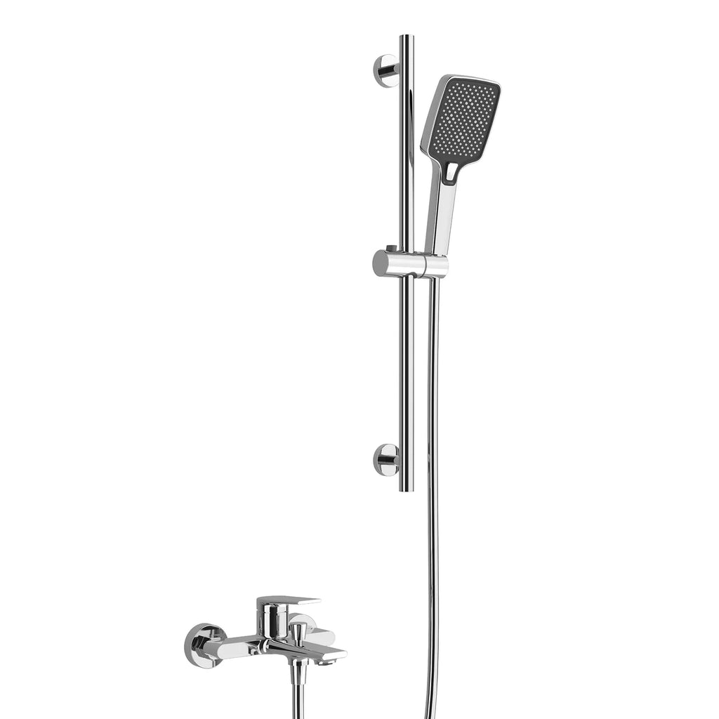 Exposed Bath & Shower Mixer Faucet Kit – Single Lever Wall Mounted Tub & Shower Set-AB023264 Chrome