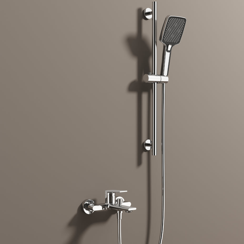Exposed Bath & Shower Mixer Faucet Kit – Single Lever Wall Mounted Tub & Shower Set-AB023264