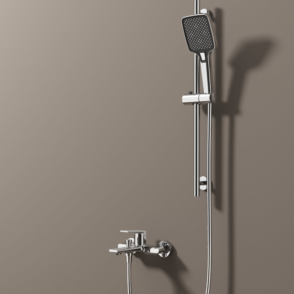 Exposed Bath & Shower Mixer Faucet Kit – Single Lever Wall Mounted Tub & Shower Set-AB023264
