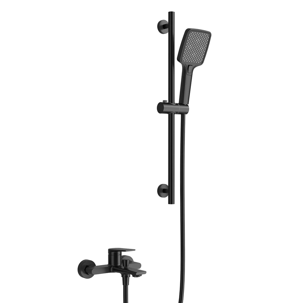 Exposed Bath & Shower Mixer Faucet Kit – Single Lever Wall Mounted Tub & Shower Set-AB023264 Matte Black
