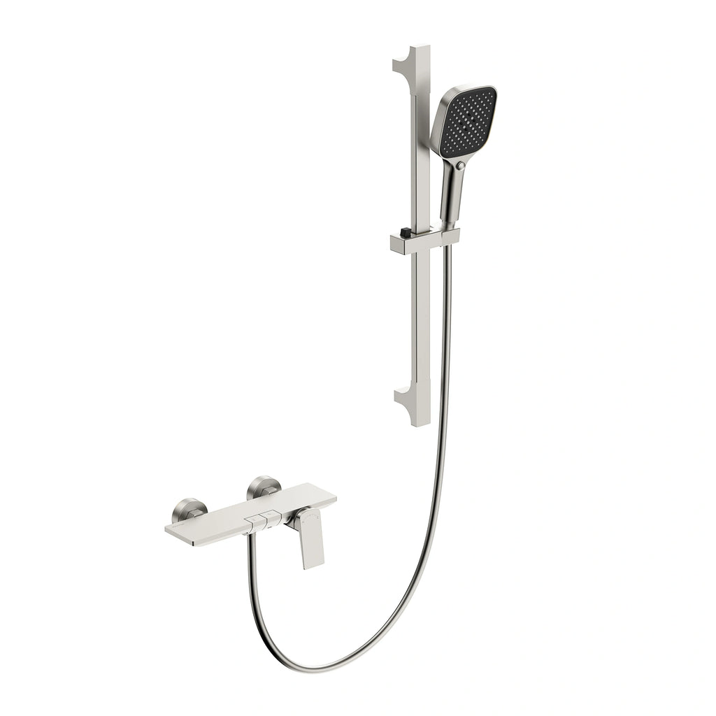 MAXTOR 2 Way Exposed Bath & Shower Mixer Faucet Kit with Slide Rail & 3-Function Hand Shower-AB023265 Brushed Nickel