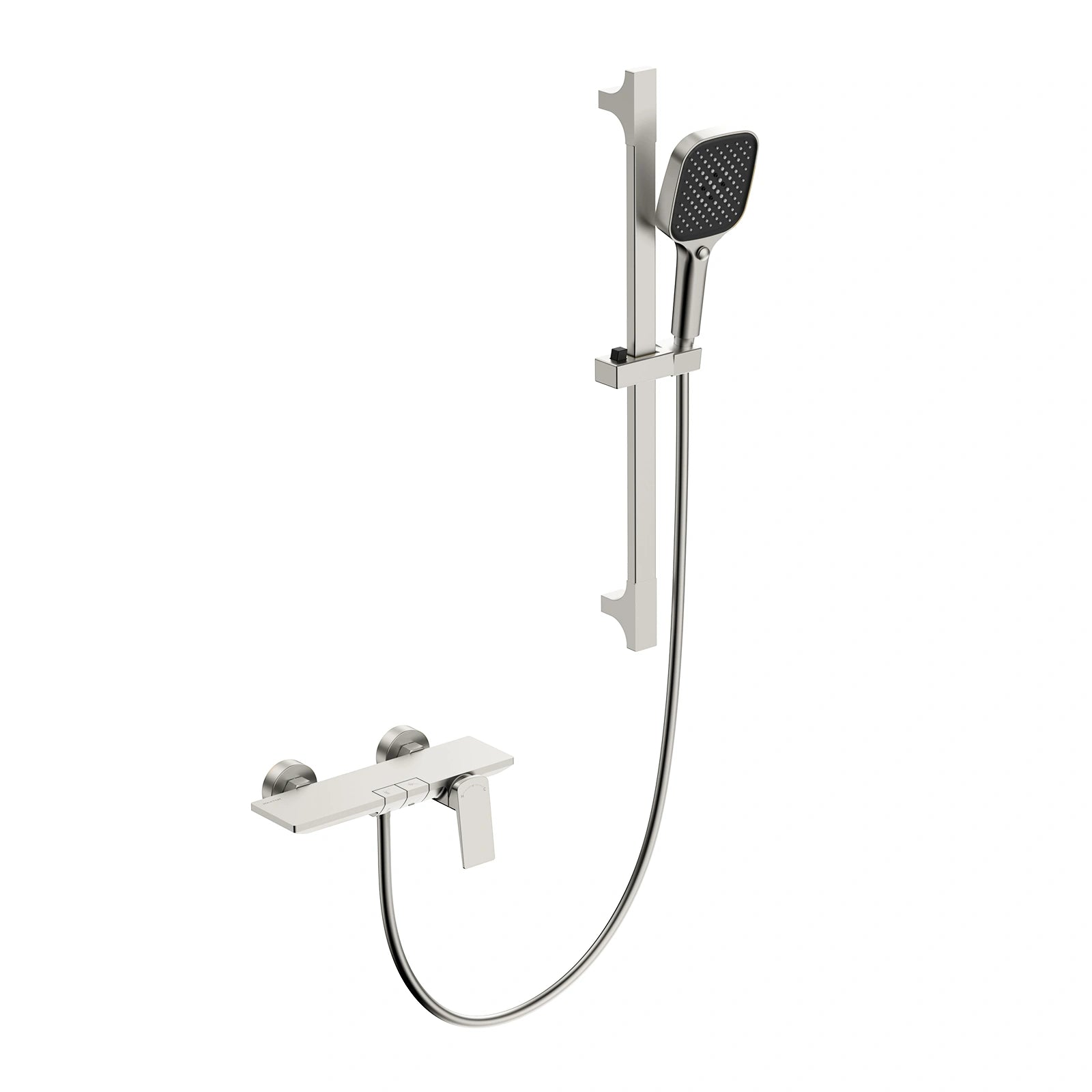 MAXTOR 2 Way Exposed Bath & Shower Mixer Faucet Kit with Slide Rail & 3-Function Hand Shower-AB023265 Brushed Nickel