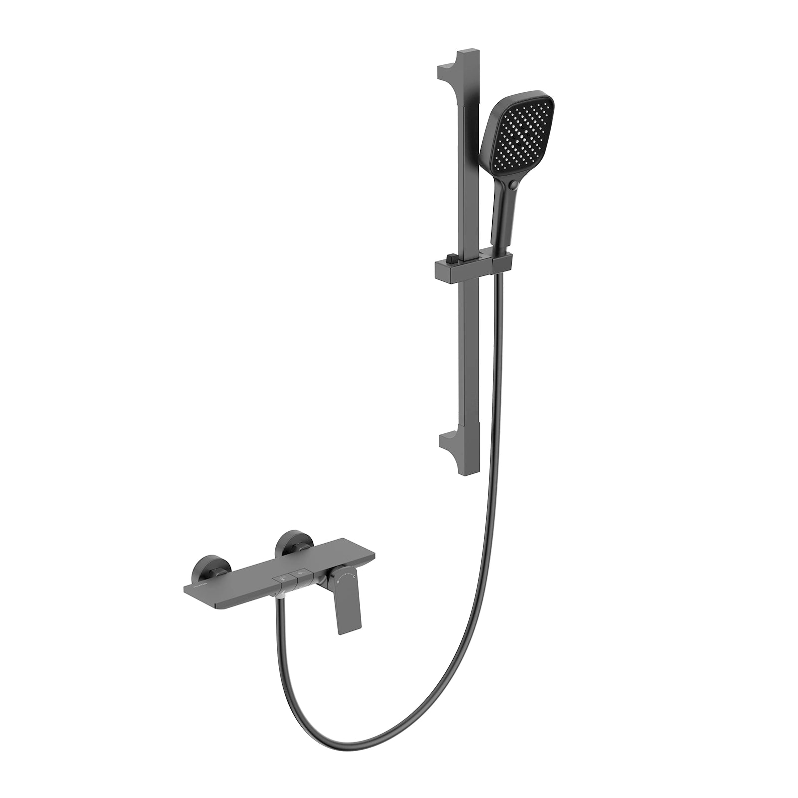 MAXTOR 2 Way Exposed Bath & Shower Mixer Faucet Kit with Slide Rail & 3-Function Hand Shower-AB023265 Brushed Gun Metal