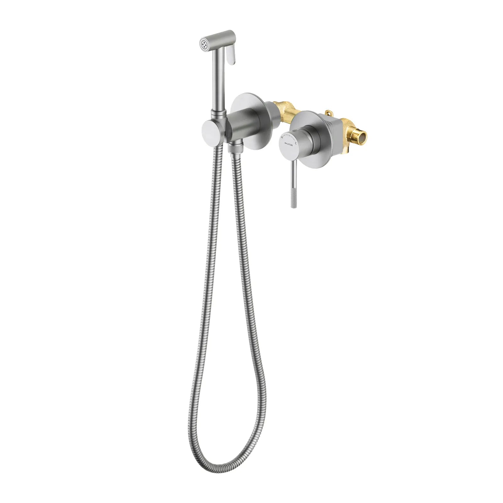 Circular wall-concealed bidet Spray AB040004 Brushed Nickel