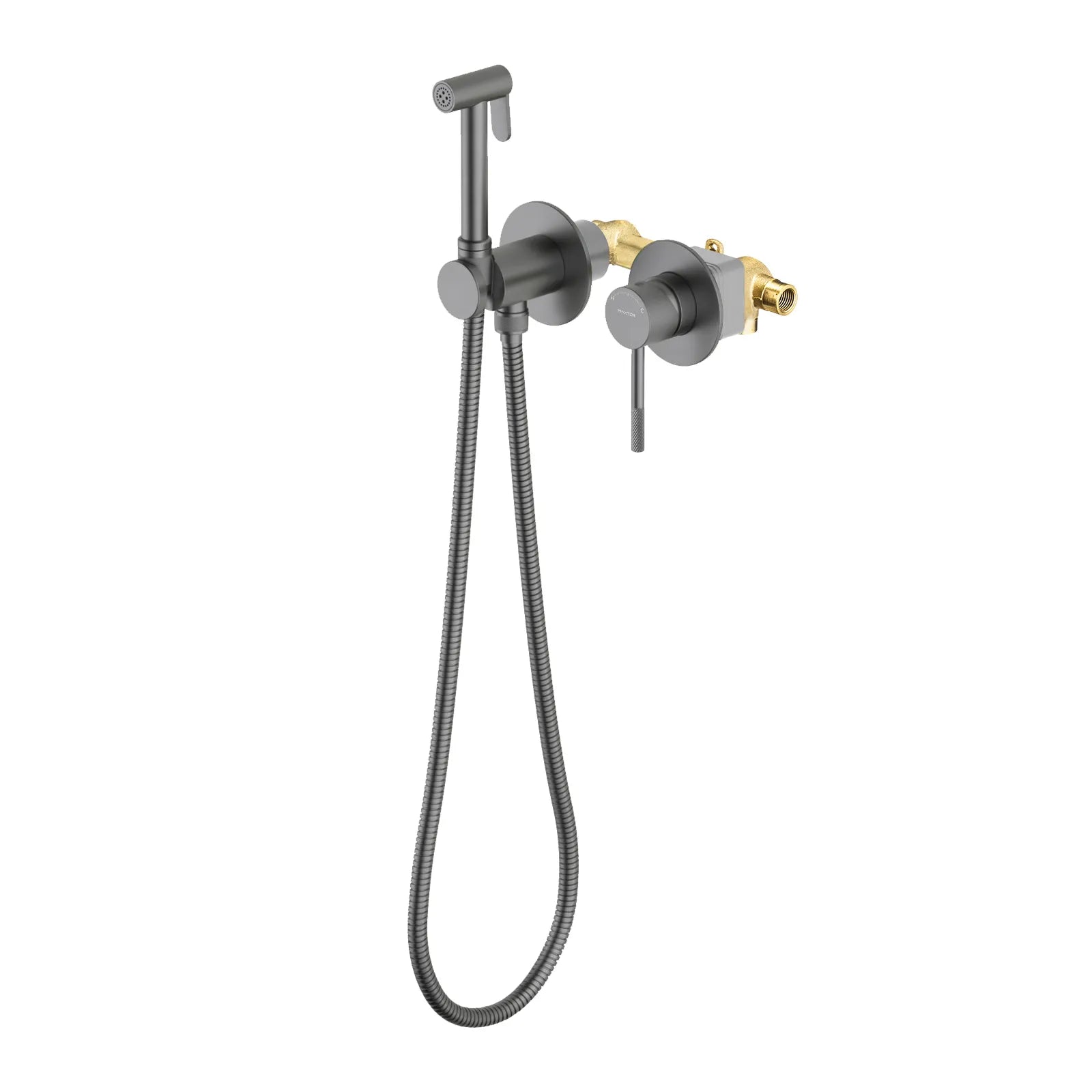 Circular wall-concealed bidet Spray AB040004 Brushed Gun Metal