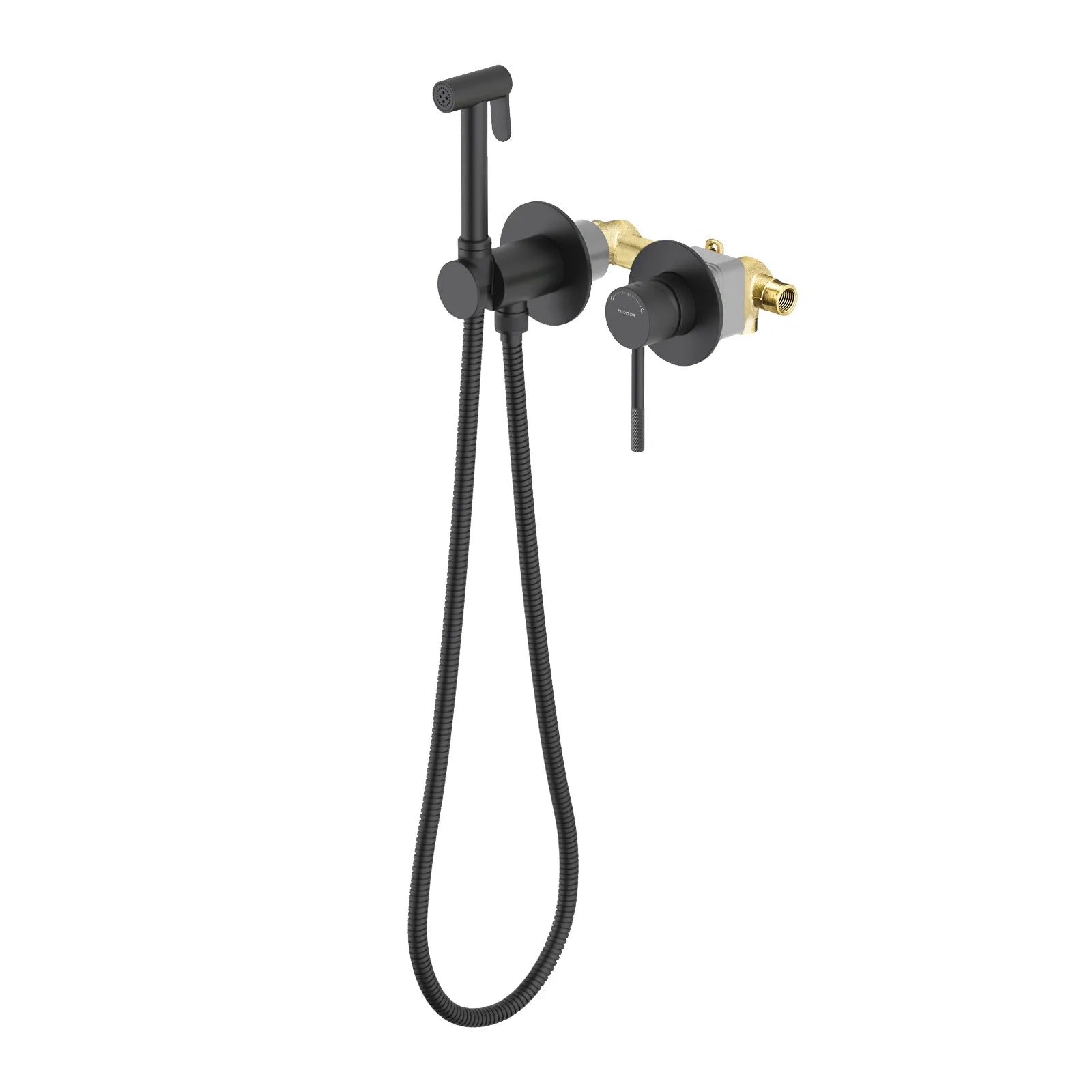 Circular wall-concealed bidet Spray AB040004 Matte Black
