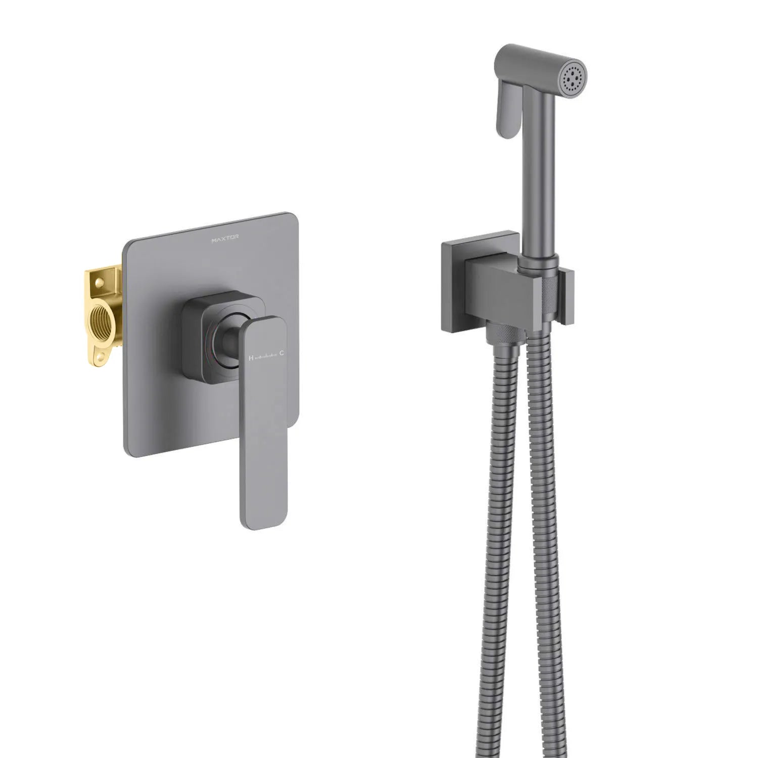 Wall Concealed Bidet Spray Set-Bidet Spray/Shattaf -HB1001 Brushed Gun Metal