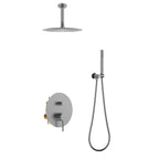 2-Way Wall-Concealed Shower System with Overhead Rain Shower & Hand Shower-AB302005 Brushed Gun Metal