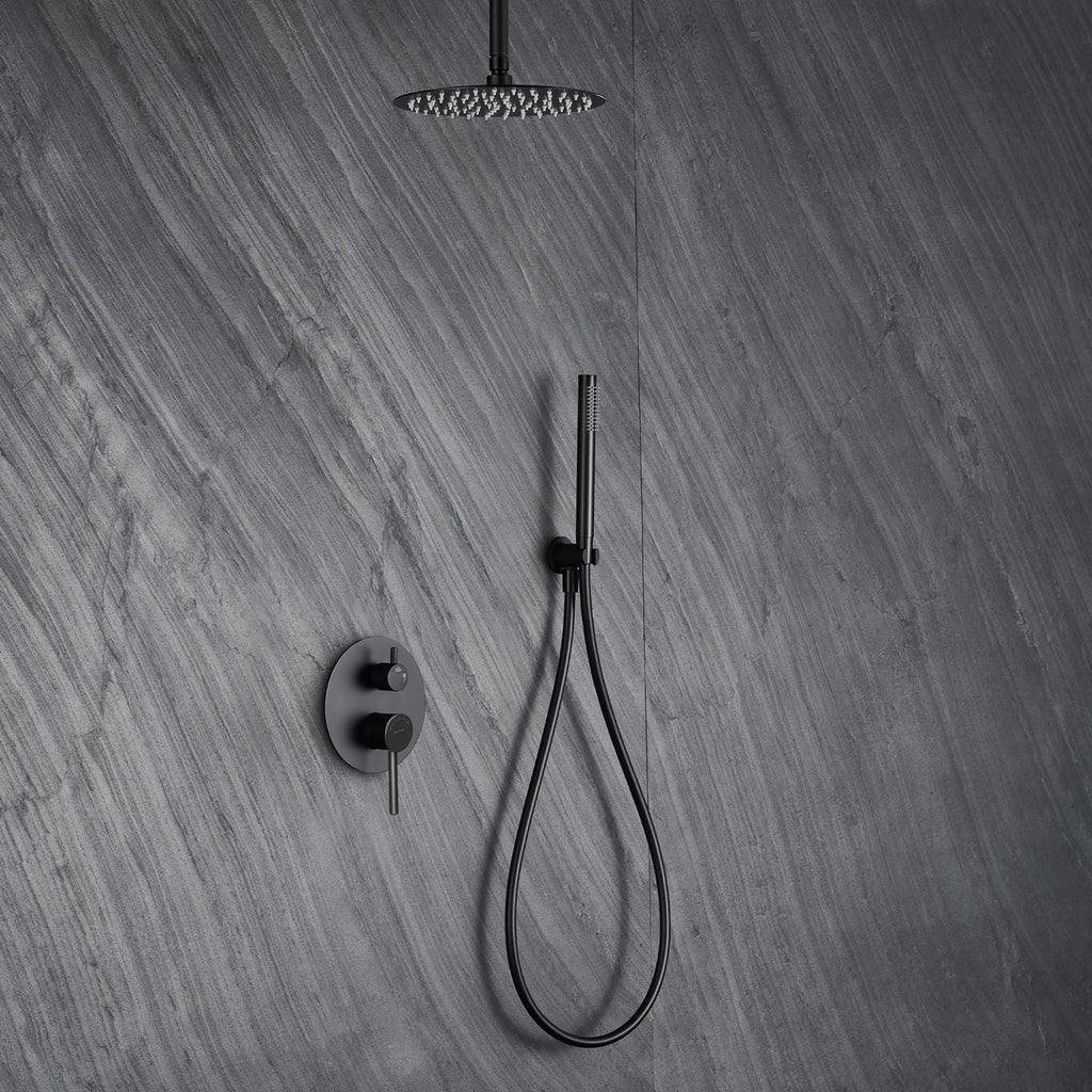 2-Way Wall-Concealed Shower System with Overhead Rain Shower & Hand Shower-AB302005