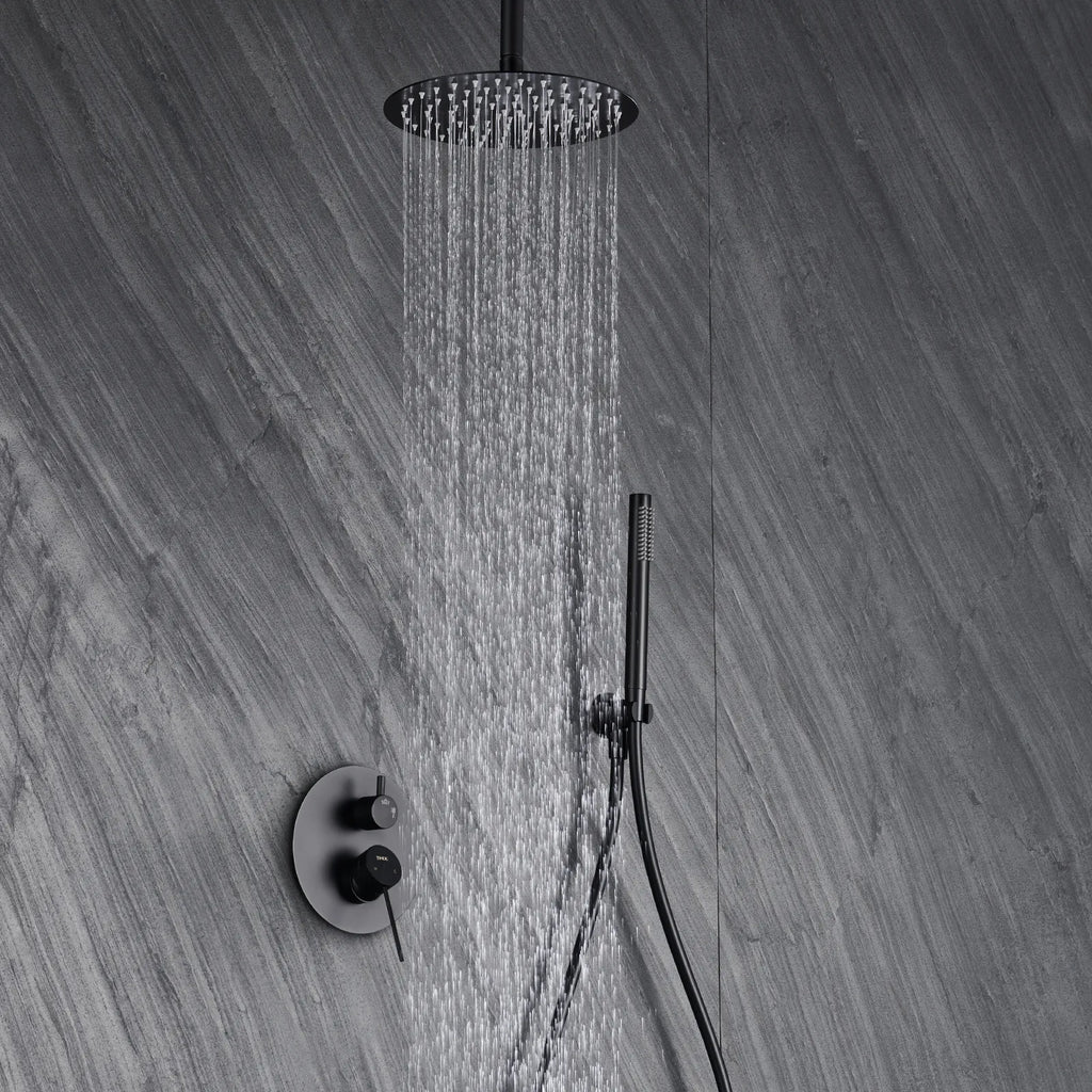 2-Way Wall-Concealed Shower System with Overhead Rain Shower & Hand Shower-AB302005