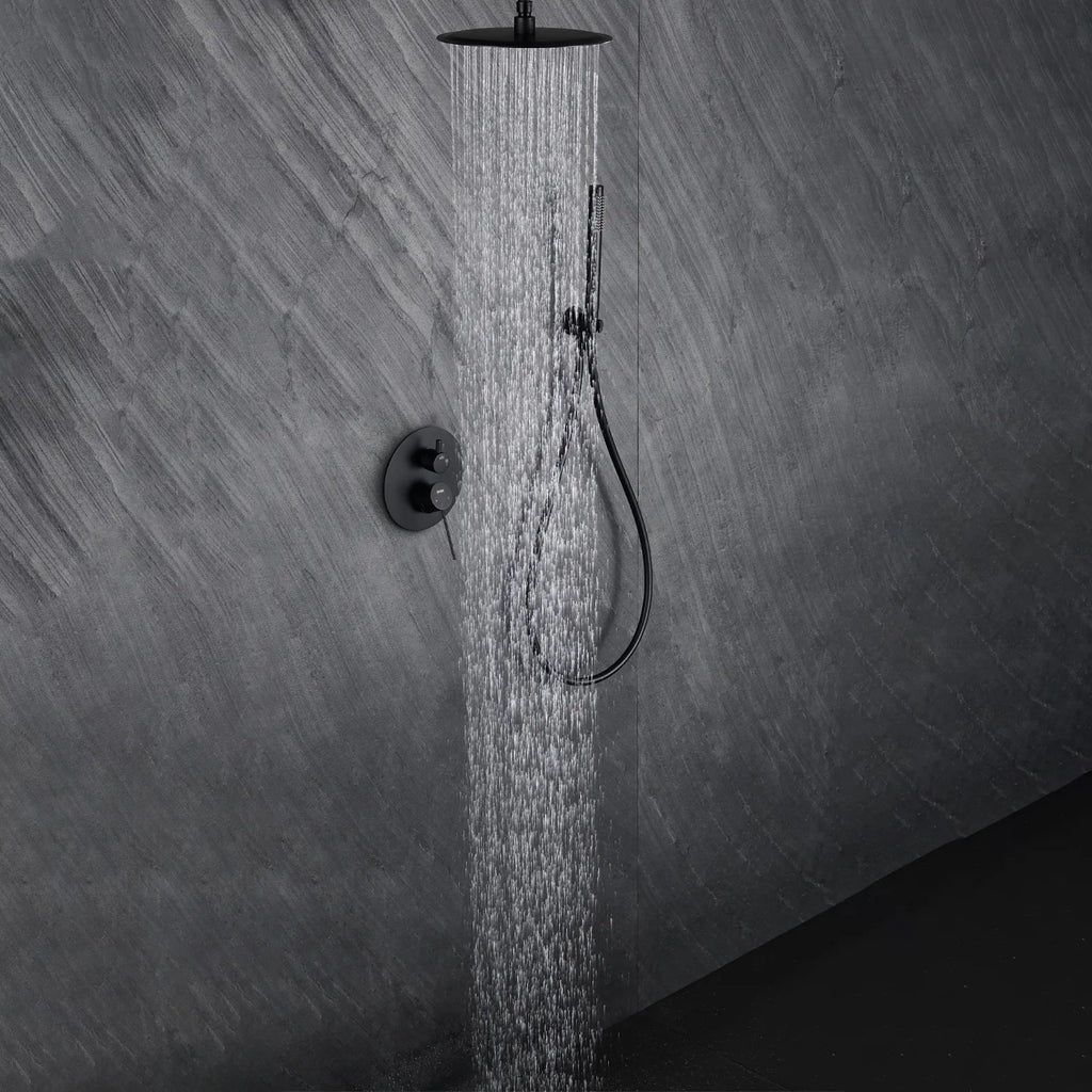 2-Way Wall-Concealed Shower System with Overhead Rain Shower & Hand Shower-AB302005