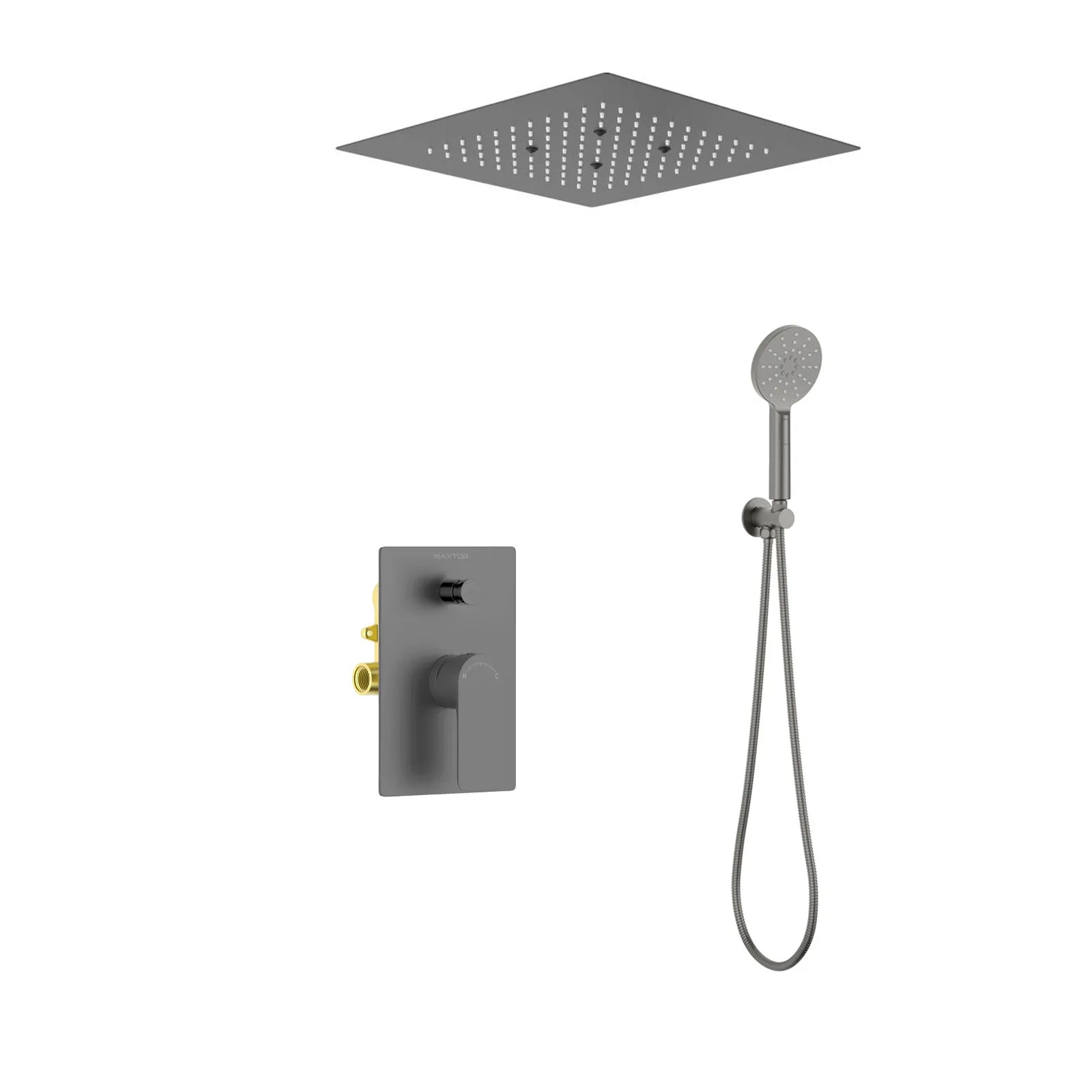 Nile 2-Way Wall Concealed Shower System with Rain Shower & Hand Shower-AB302003 Brushed Gun Metal
