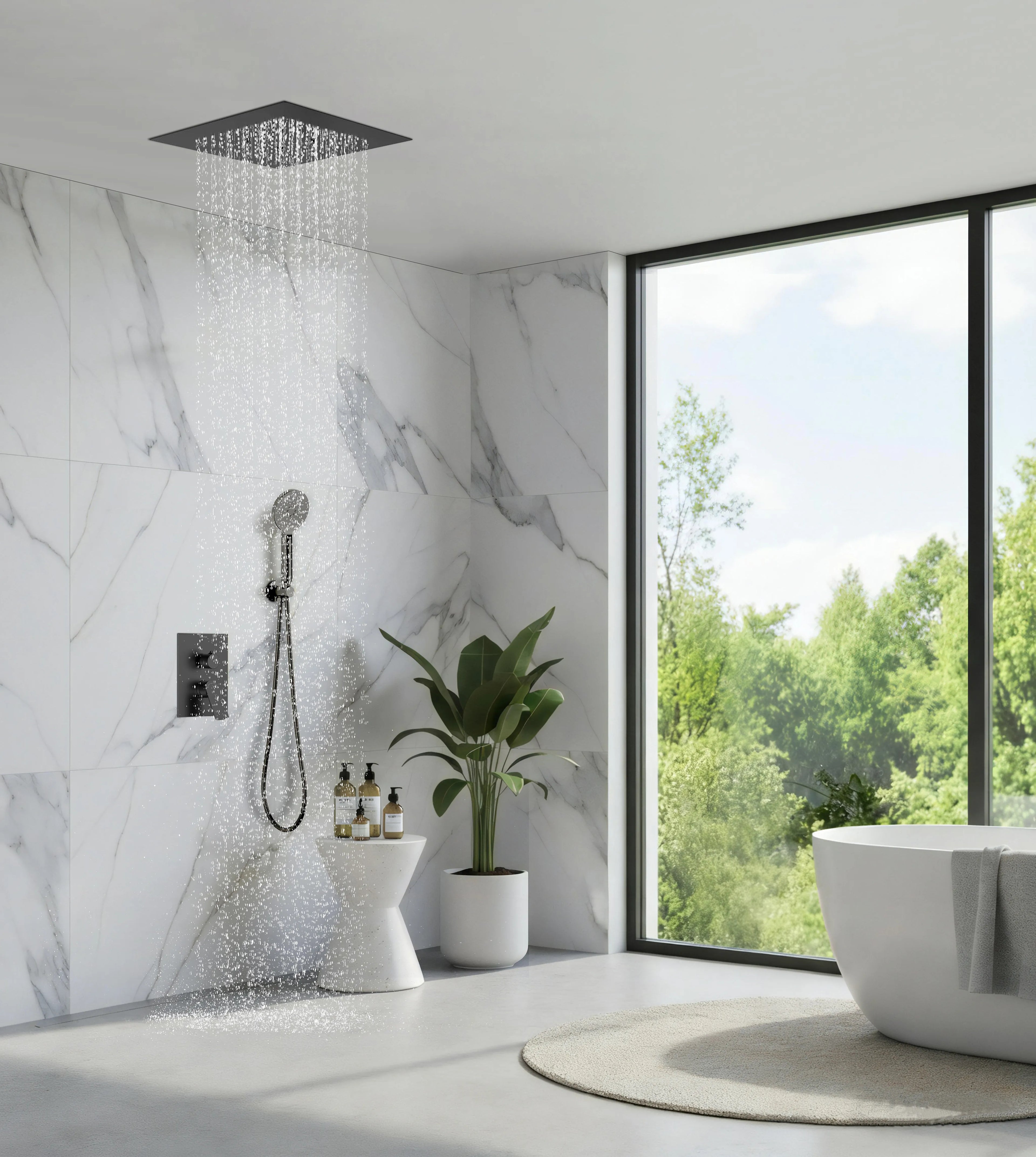 Nile 2-Way Wall Concealed Shower System with Rain Shower & Hand Shower-AB302003