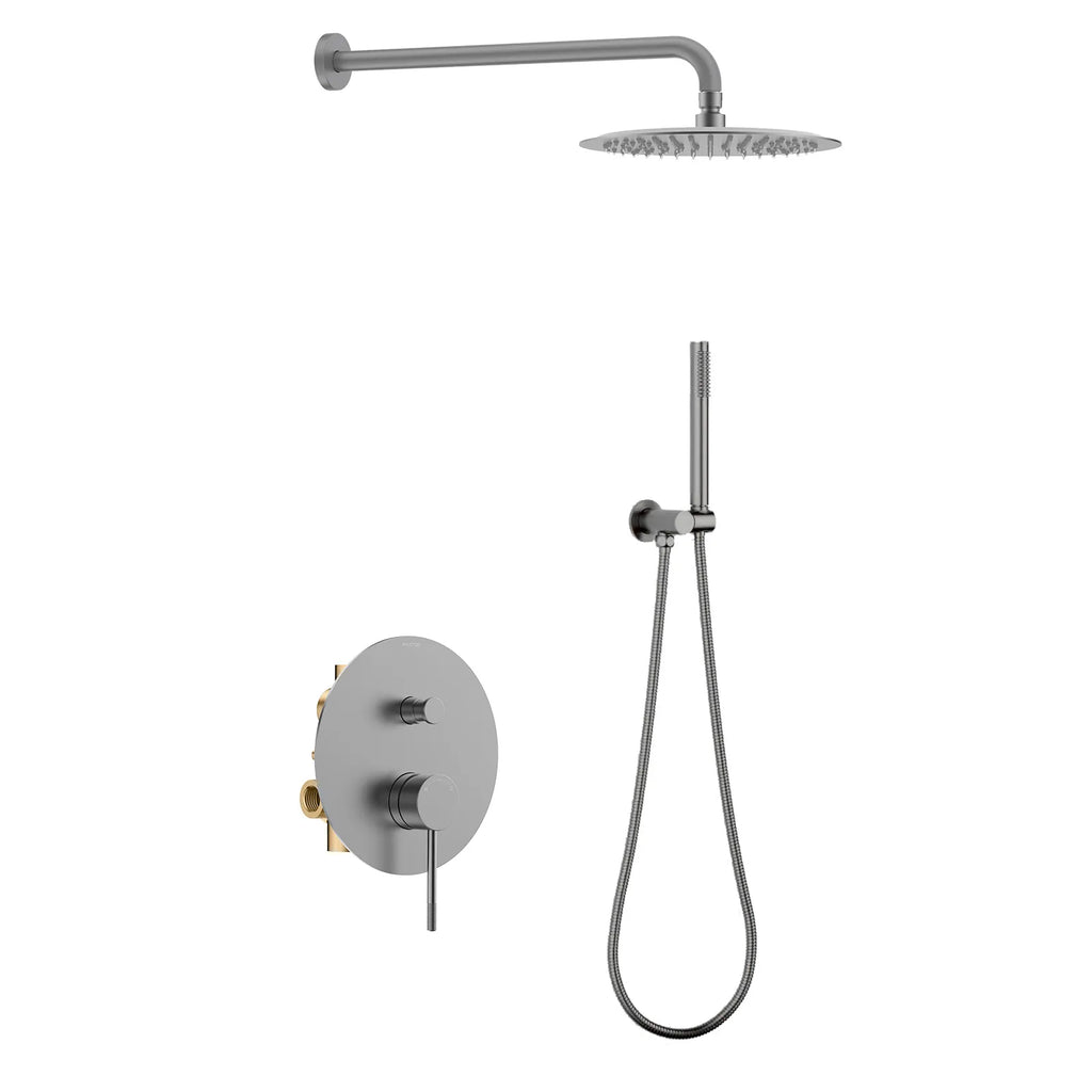 Circular 2 Way Wall Concealed Shower System AB302104 Brushed Gun Metal