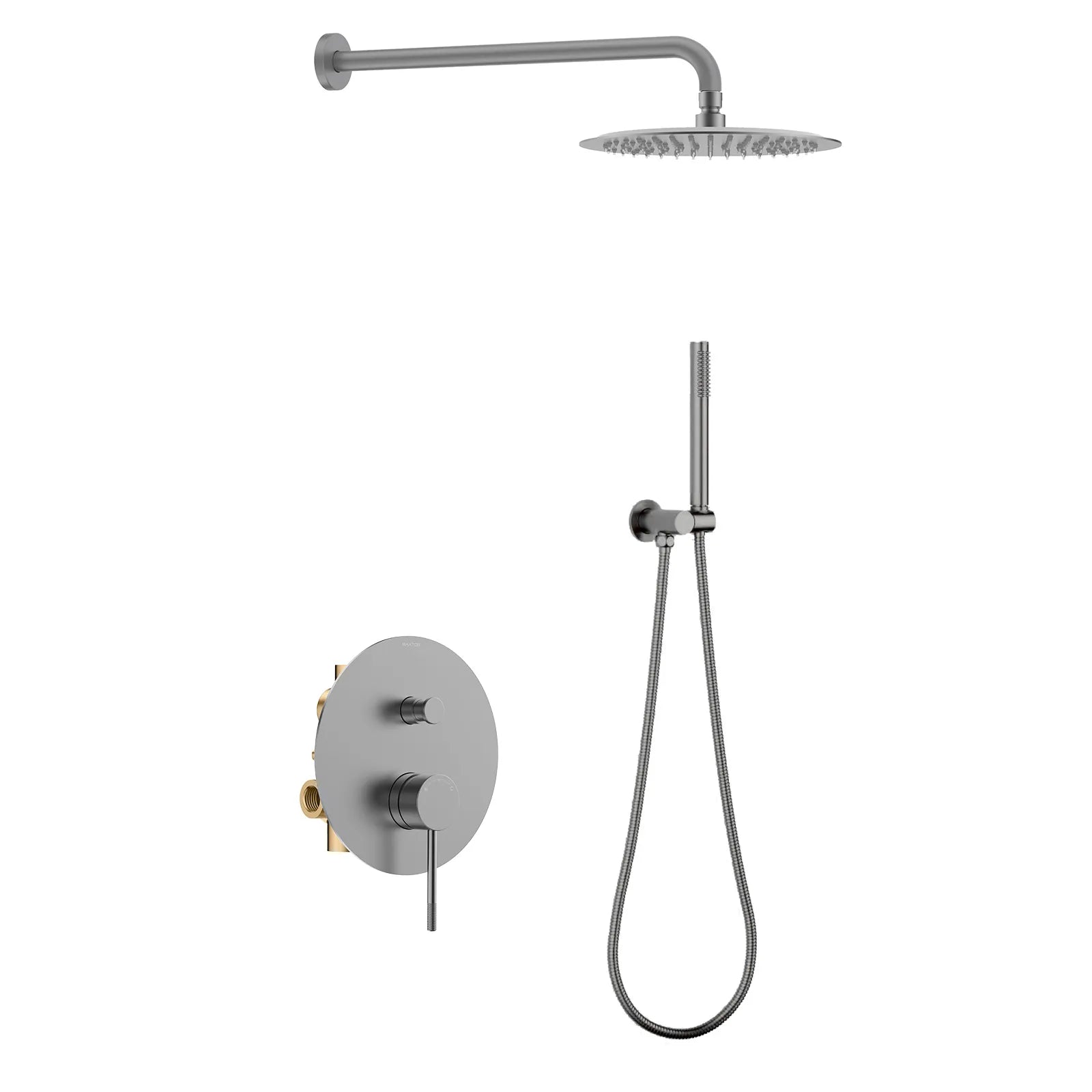 Circular 2 Way Wall Concealed Shower System AB302104 Brushed Gun Metal