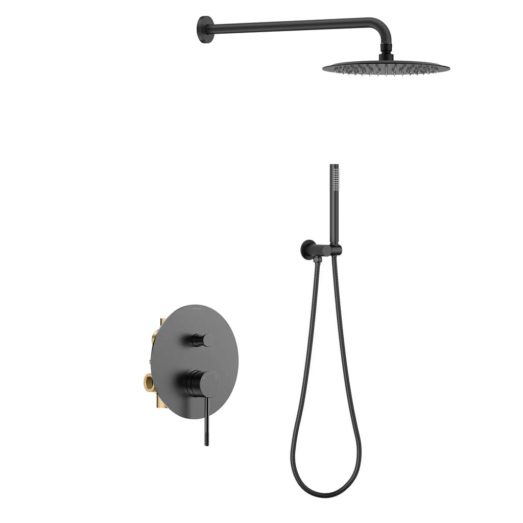 Circular 2 Way Wall Concealed Shower System AB302104 Matte Black