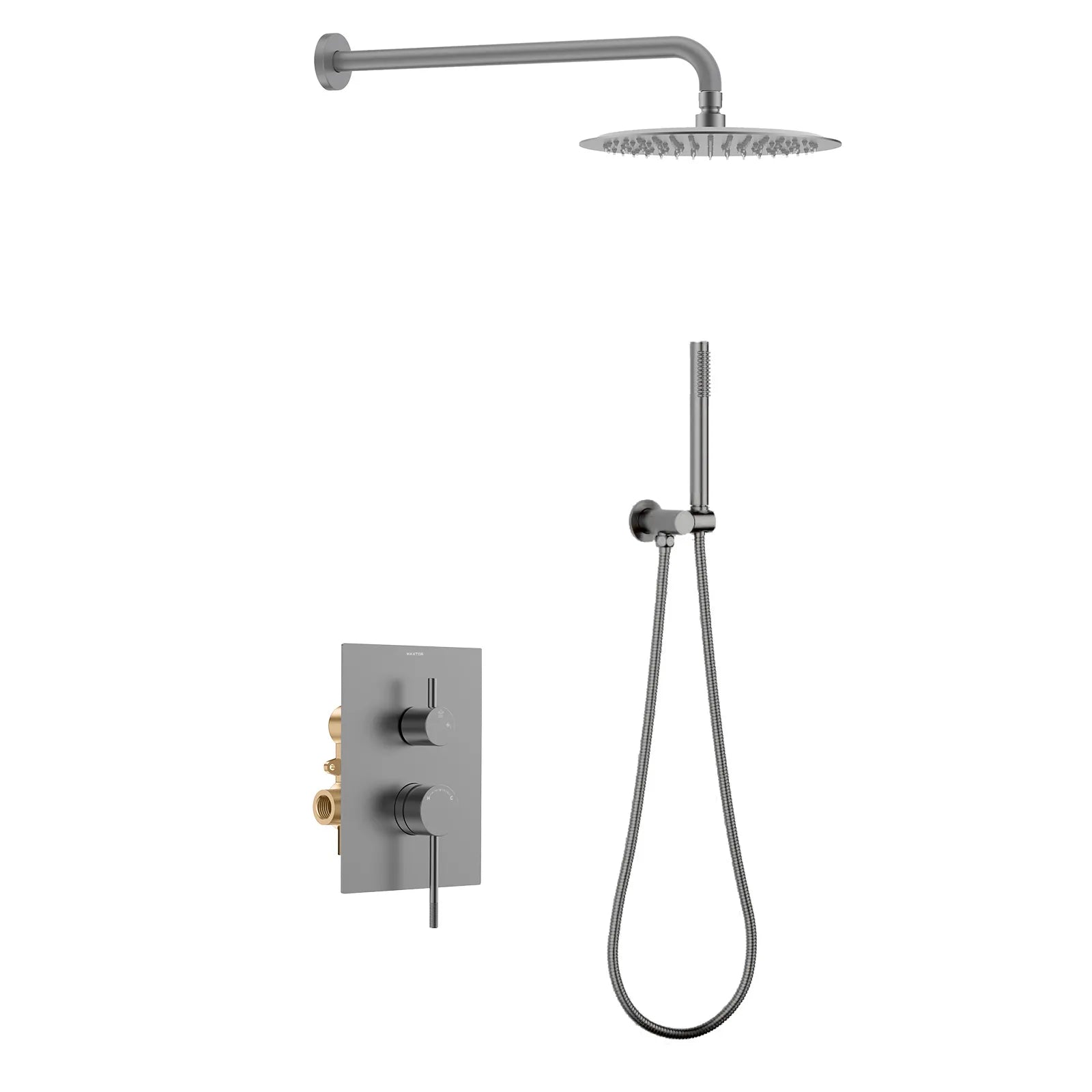 Circular 2-Way Wall Concealed Shower System AB302204 Brushed Gun Metal