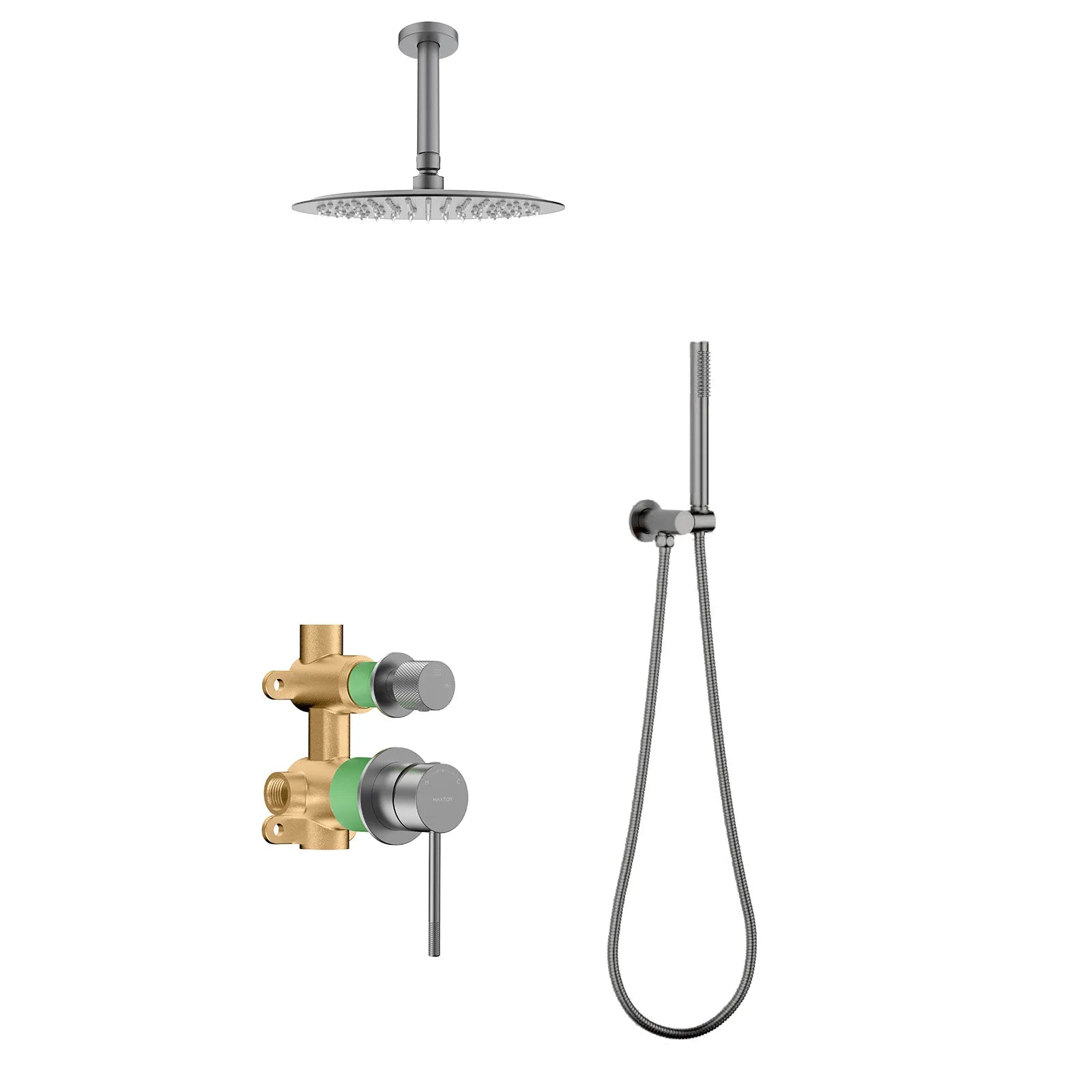 Circular Modern Bathroom Concealed Shower Kit AB302304 Brushed Gun Metal