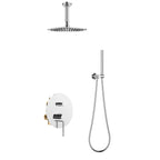Circular 2-Way Wall Concealed Shower System with Overhead & Hand Shower Chrome