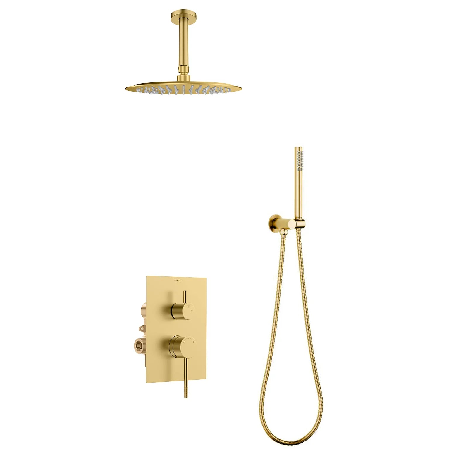 2-Way Wall Concealed Shower System with Ceiling Shower AB302504 Brushed Gold