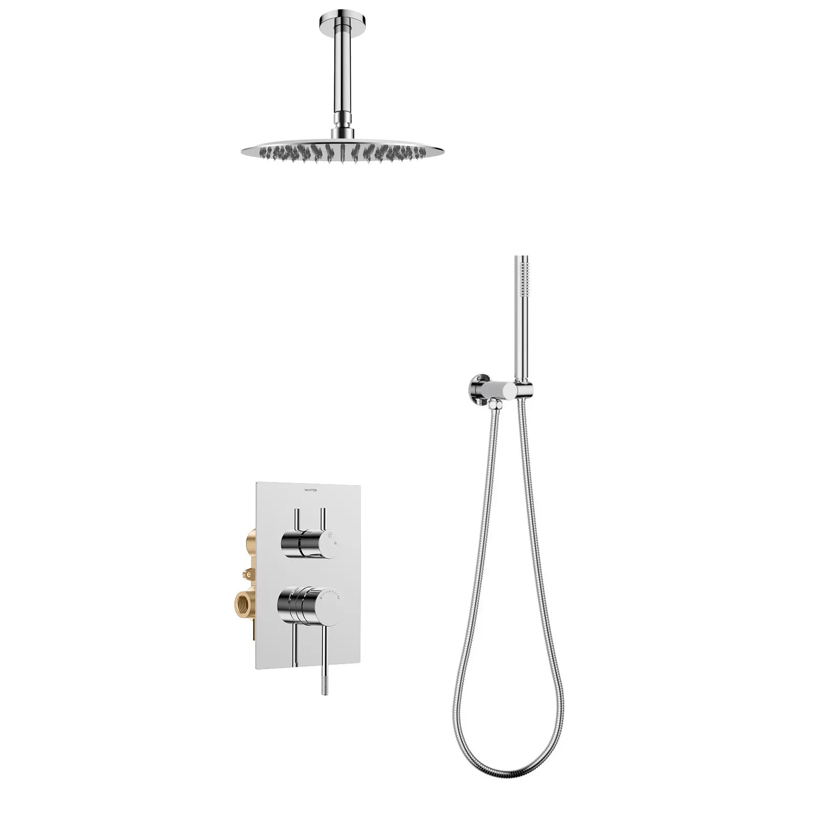 2-Way Wall Concealed Shower System with Ceiling Shower AB302504 Chrome