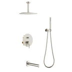 3-Way Concealed Shower System – Brass Pressure Balance Mixer with Rain, Hand & Tub Outlet-AB303005 Brushed Nickel