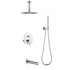3-Way Concealed Shower System – Brass Pressure Balance Mixer with Rain, Hand & Tub Outlet-AB303005 Chrome
