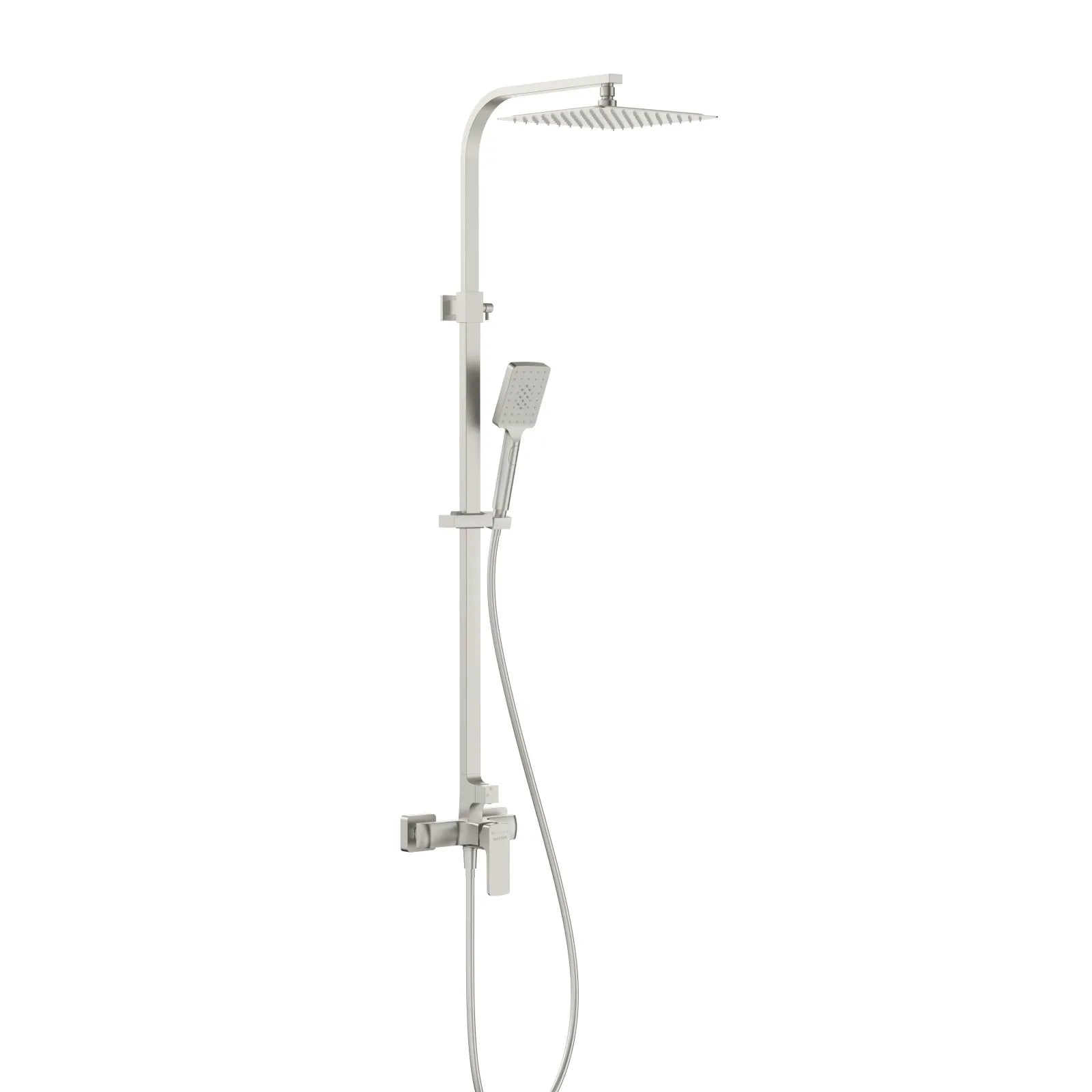 Square Exposed Shower Column with 3-Function Hand Shower – Rain Shower Set – AB402007 Brushed Nickel