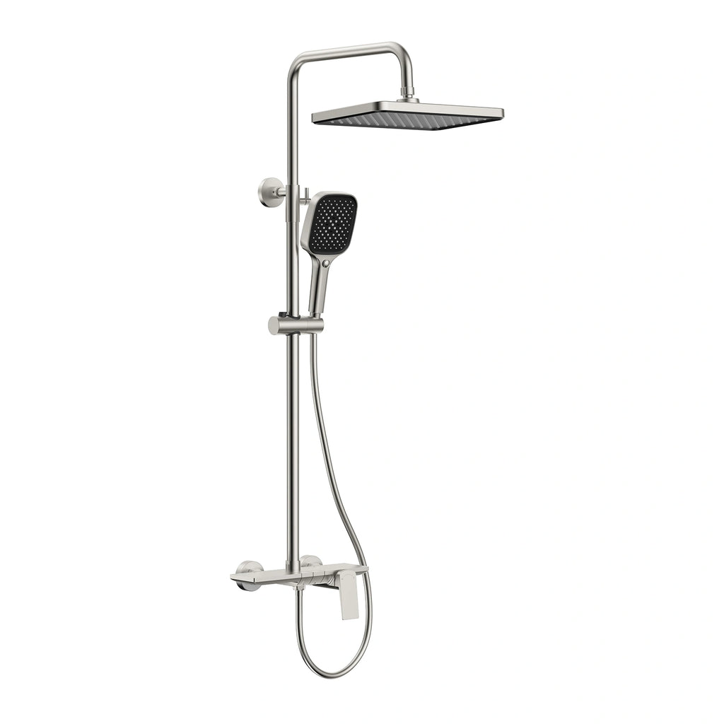 MAXTOR 2 Way Exposed Shower Column System with Overhead Rain Shower & Hand Shower--AB402065 Brushed Nickel