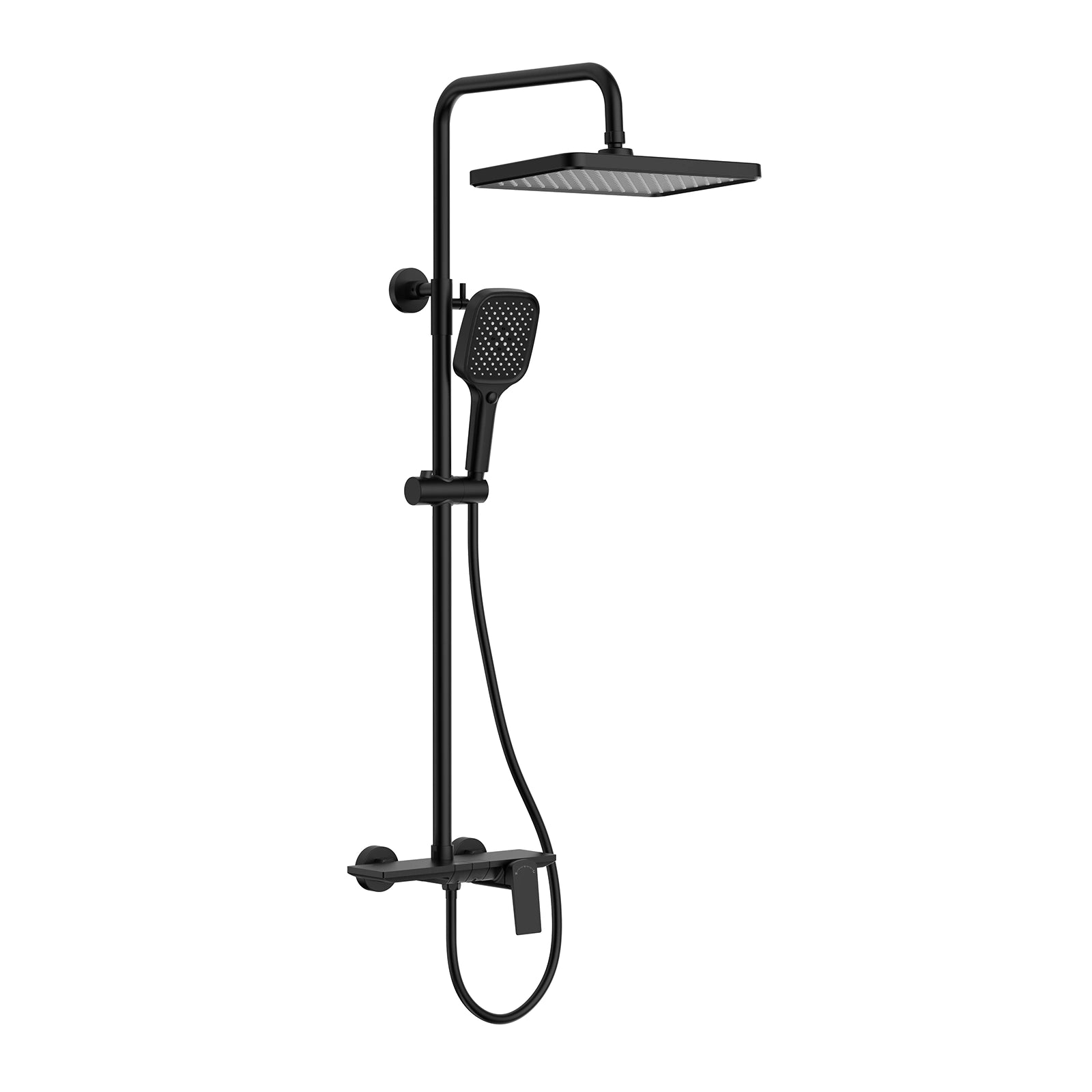 MAXTOR 2 Way Exposed Shower Column System with Overhead Rain Shower & Hand Shower--AB402065 Matte Black