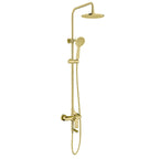 3 Way Shower Column System Featured Over Head Shower, Hand Shower and Tub Filler-AB403003 Brushed Gold