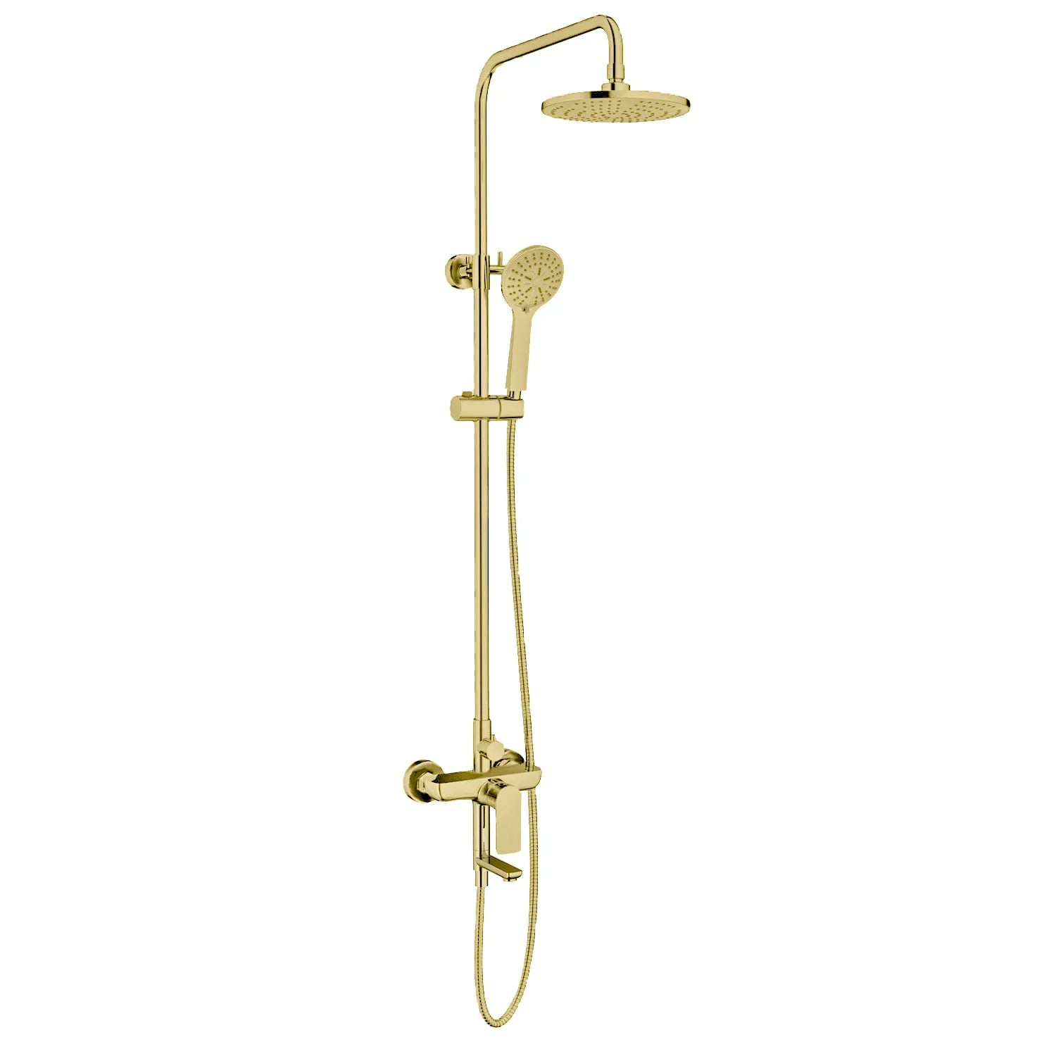 3 Way Shower Column System Featured Over Head Shower, Hand Shower and Tub Filler-AB403003 Brushed Gold