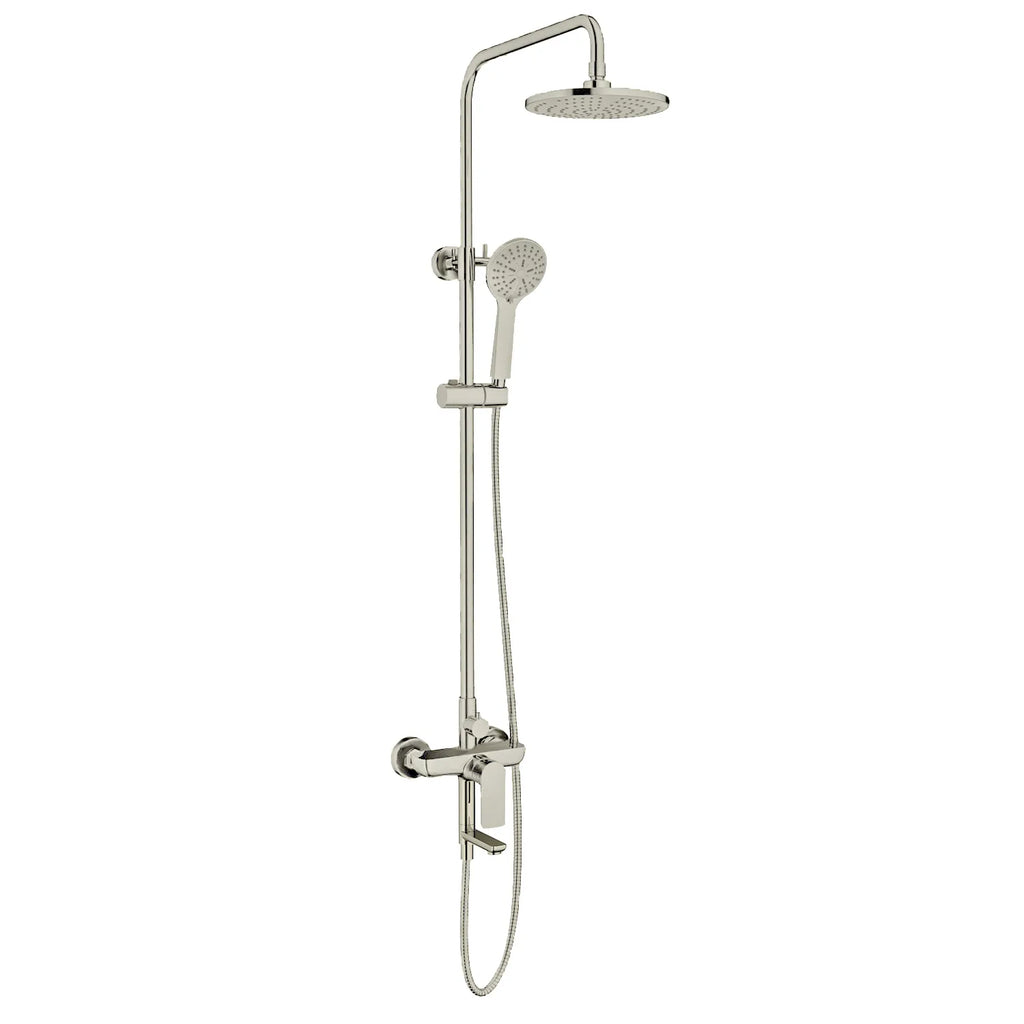 3 Way Shower Column System Featured Over Head Shower, Hand Shower and Tub Filler-AB403003 Brushed Nickel