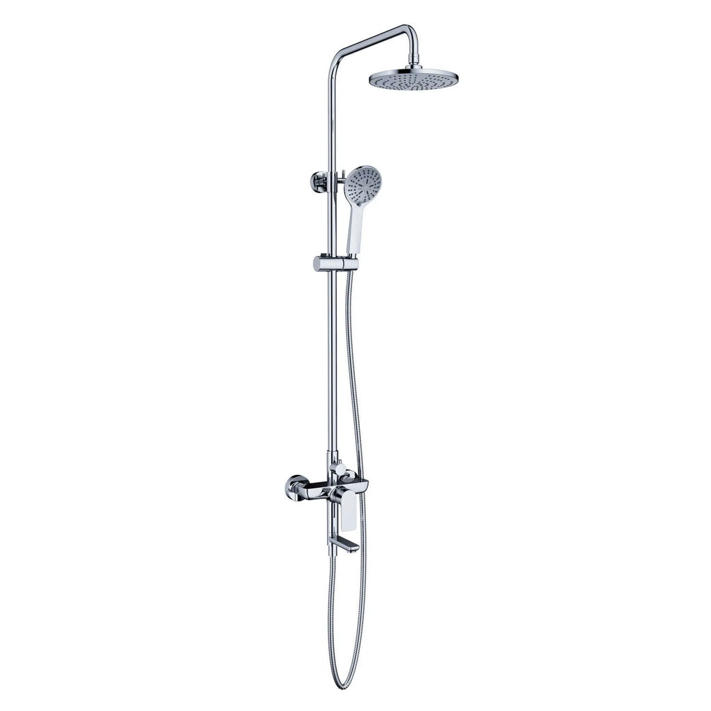 3 Way Shower Column System Featured Over Head Shower, Hand Shower and Tub Filler-AB403003 Chrome
